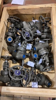 Box of Bonney Forge globe valves