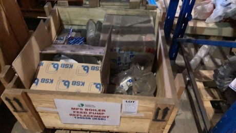 Two cases of KSB accessories and spare parts for boiler feed pump as lotted